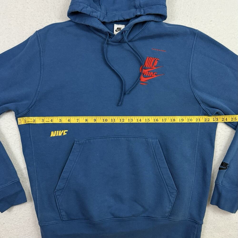 Nike Hoodie Mens Medium Blue Repeat Logo Pullover Sweatshirt Multi Swoosh - Picture 5 of 11